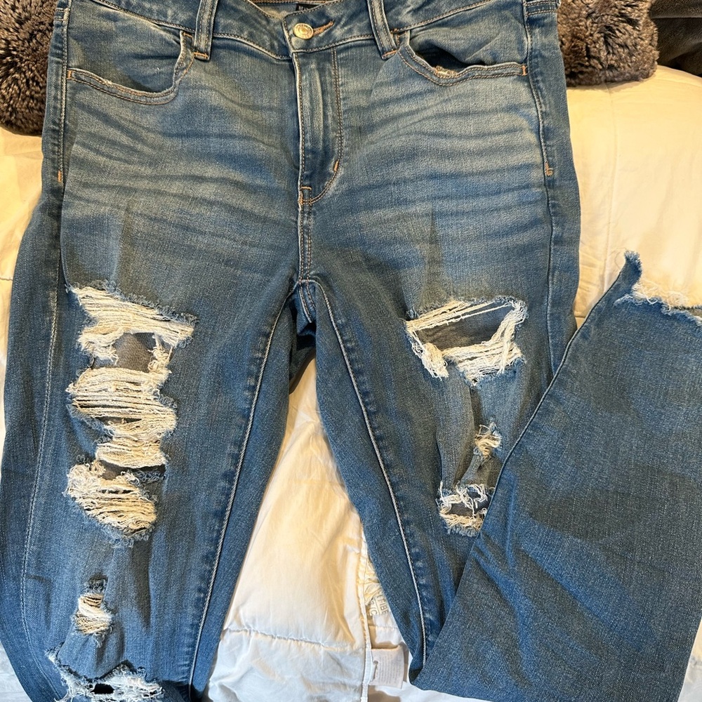 American Eagle next level stretch ripped jeggings